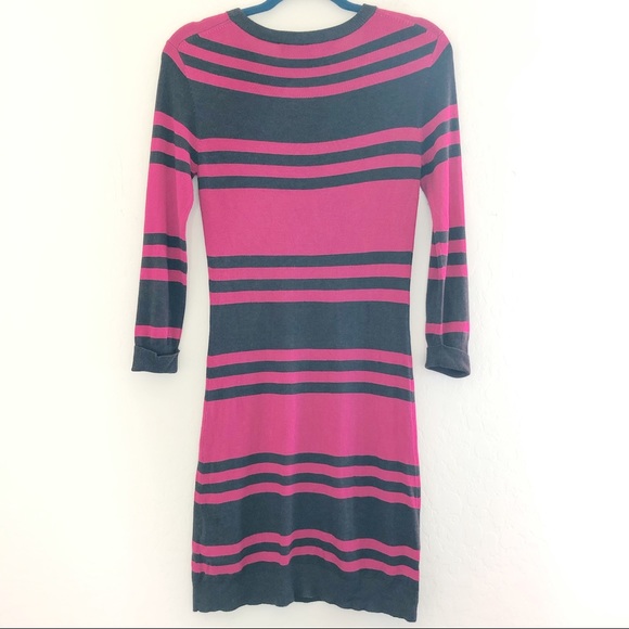 French Connection Pink Gray Stripe Knit Sweater Dress size 6 - Picture 4 of 6